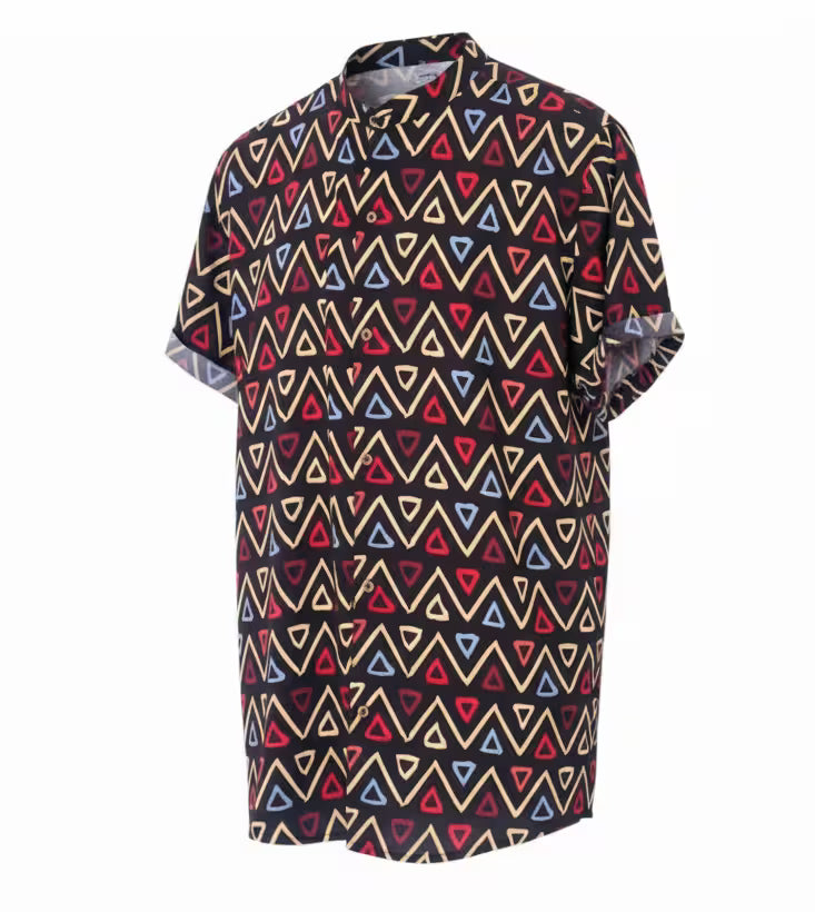 LIBÓ - Camisa Flechas con Diseño Tribal Geométrico, de Poliéster Reciclado, Hecha en Colombia