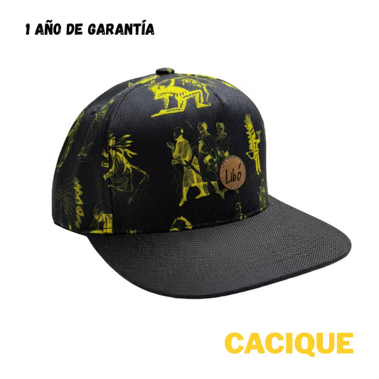 LIBÓ - Gorra Snapback Cacique Unisex, Visera Flexible (Plana o Curva), con Estampado Inspirado en Líderes Ancestrales, Cierre Ajustable 35% descuento