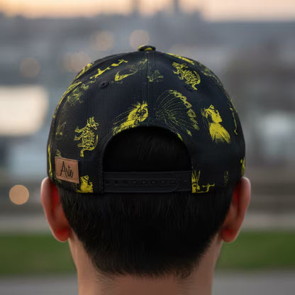 LIBÓ - Gorra Snapback Cacique Unisex, Visera Flexible (Plana o Curva), con Estampado Inspirado en Líderes Ancestrales, Cierre Ajustable 35% descuento