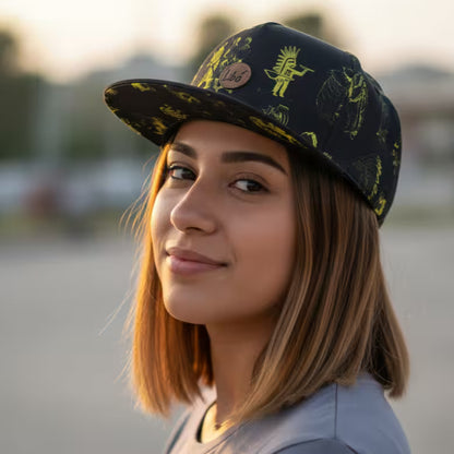 LIBÓ - Gorra Snapback Cacique Unisex, Visera Flexible (Plana o Curva), con Estampado Inspirado en Líderes Ancestrales, Cierre Ajustable 35% descuento