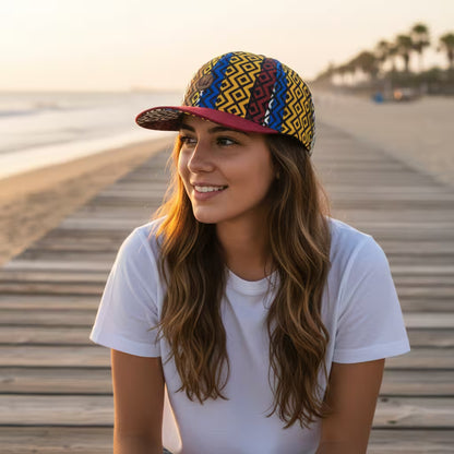 LIBÓ - Gorra Snapback Texturas con Arte Ancestral de Colombia, Diseño Exclusivo y Visera Flexible 35% descuento